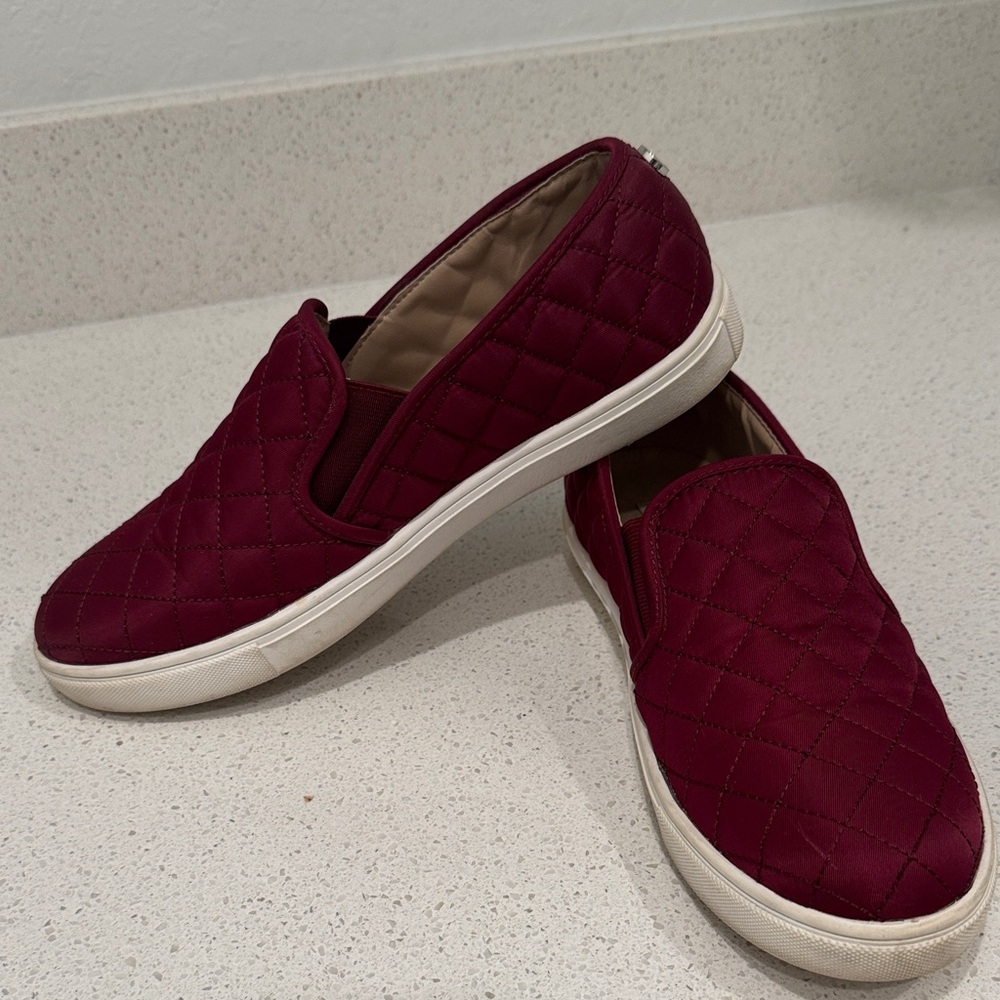 Steve Madden Quilted Burgundy Slip-On Sneakers